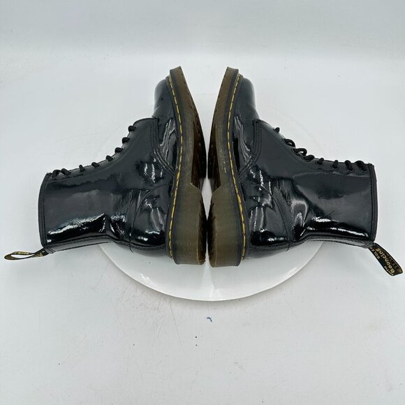 Dr. Martens Women Size 6 11821 Black Shiny Patent Leather 8 Hole Combat Boot - Picture 6 of 11